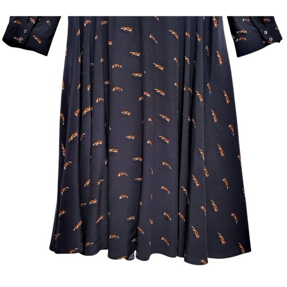 Hobbs London Lainey Shirt Dress Navy Blue Fox Print - Picture 9 of 15
